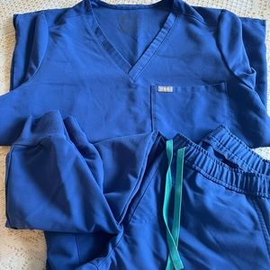 Figs scrub set in denim blue